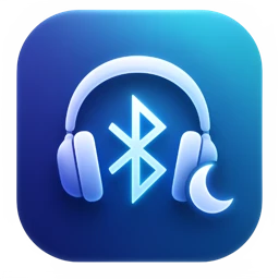 Ikona aplikacji BT Audio Idle: słuchawki ze znakiem Bluetooth i księżycem