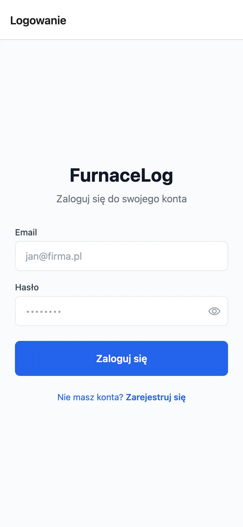 Ekran logowania